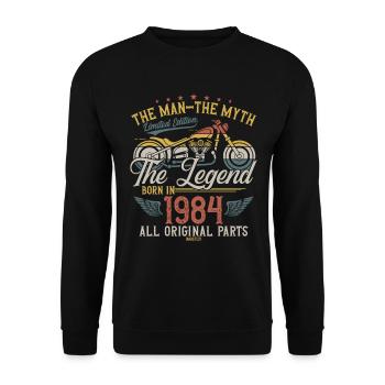 1984 Vintage Man Myth Legend Motorcycle - Unisex Sweatshirt - black - Front - Alina (178cm) & Michal (187cm)