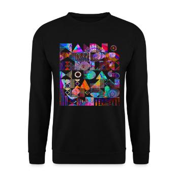 Maori – Azteken – Maya - Inka trendy Tattoo Tribal - Unisex Pullover - Schwarz - Vorne - Alina (178cm) & Michal (187cm)