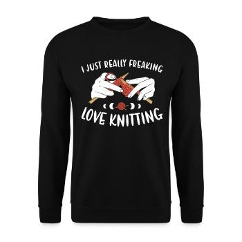I Just Really Freaking Love Knitting - Unisex Sweatshirt - black - Front - Alina (178cm) & Michal (187cm)