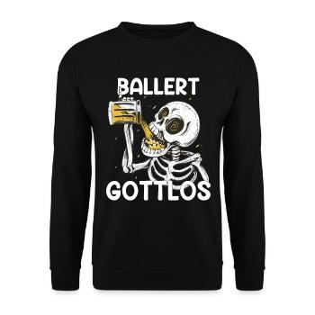 Bier trinken Skelett Alkohol Geschenk - Unisex Pullover - Schwarz - Vorne - Alina (178cm) & Michal (187cm)