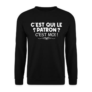 C’est qui le patron ? - c’est moi le patron ! - Sweat-shirt Unisexe - noir - Devant - Alina (178cm) & Michal (187cm)