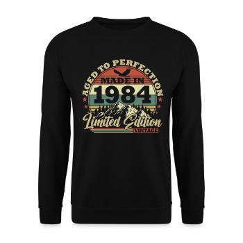 1984 Naissance Vintage Geburtstg Retro - Sweat-shirt Unisexe - noir - Devant - Alina (178cm) & Michal (187cm)