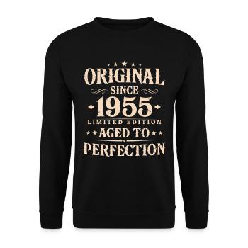 Original Since 1955 Vintage Cadeau d’anniversaire - Sweat-shirt Unisexe - noir - Devant - Alina (178cm) & Michal (187cm)