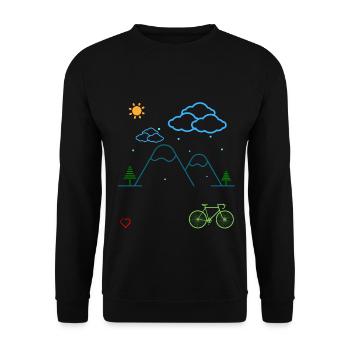 Radtour am Berg - Fahrrad - Tag am Berg - Unisex Pullover - Schwarz - Vorne - Alina (178cm) & Michal (187cm)