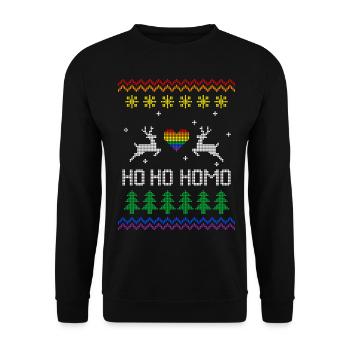 Ho Ho Homo - Vilain pull de Noël LGBT - Sweat-shirt Unisexe - noir - Devant - Alina (178cm) & Michal (187cm)