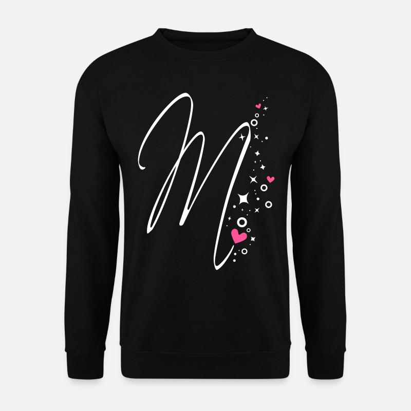 Glitzer Buchstabe M Monogramm M Initiale M Herz - Unisex Pullover - Schwarz