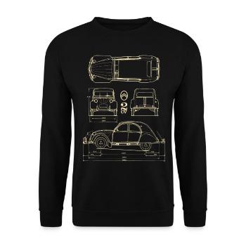Citroën 2 CV Dedeuche - Sweat-shirt Unisexe - noir - Devant - Alina (178cm) & Michal (187cm)
