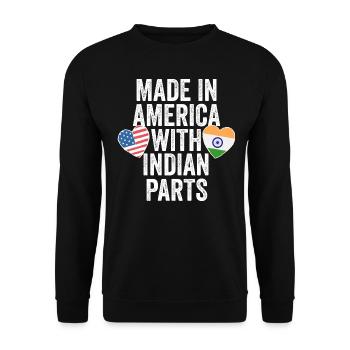FABRIQUÉ EN AMÉRIQUE AVEC DES PIÈCES INDIENNES - Sweat-shirt Unisexe - noir - Devant - Alina (178cm) & Michal (187cm)