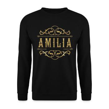 Amilia gold - Unisex Pullover - Schwarz - Vorne - Alina (178cm) & Michal (187cm)