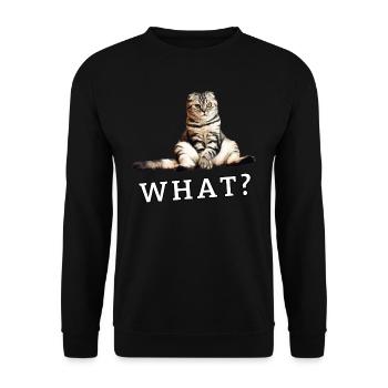 Cat – What? - Unisex Sweatshirt - black - Front - Alina (178cm) & Michal (187cm)