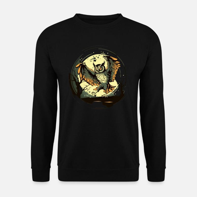 Eule im Mondschein - Unisex Pullover - Schwarz
