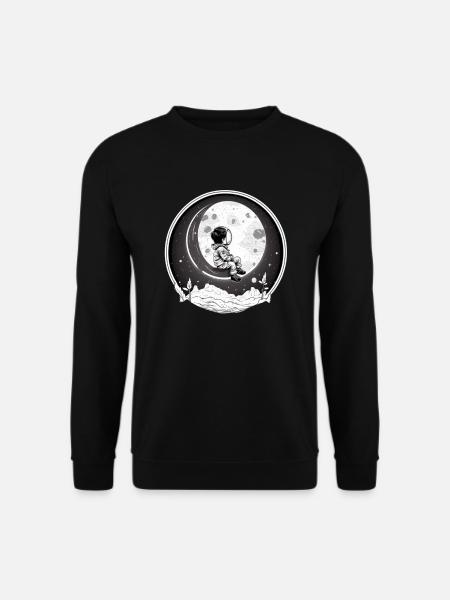 Kind Astronaut sitzt auf dem Mond - Unisex Pullover - Schwarz