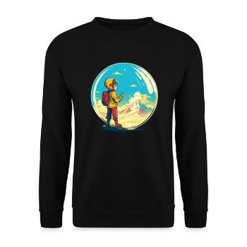 Little explorer conquers the world - Unisex Sweatshirt - black - Front - Alina (178cm) & Michal (187cm)