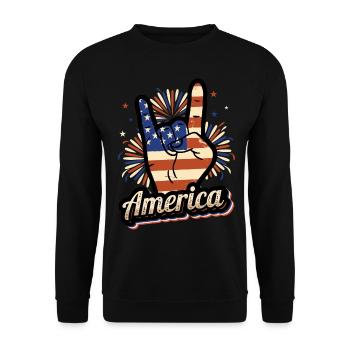 America Hand 4 juillet Amerika USA Rock’n’Roll - Sweat-shirt Unisexe - noir - Devant - Alina (178cm) & Michal (187cm)