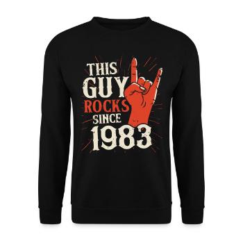 Ce mec est rock depuis l’anniversaire du millésime 1983 - Sweat-shirt Unisexe - noir - Devant - Alina (178cm) & Michal (187cm)