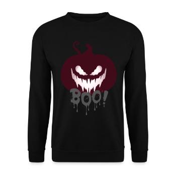 Halloween Boo Kürbis - Unisex Pullover - Schwarz - Vorne - Alina (178cm) & Michal (187cm)