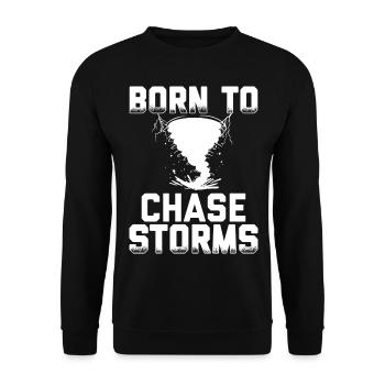 Sturmjäger Geschenke | Unwetter Sturm Jäger Blitz - Unisex Pullover - Schwarz - Vorne - Alina (178cm) & Michal (187cm)
