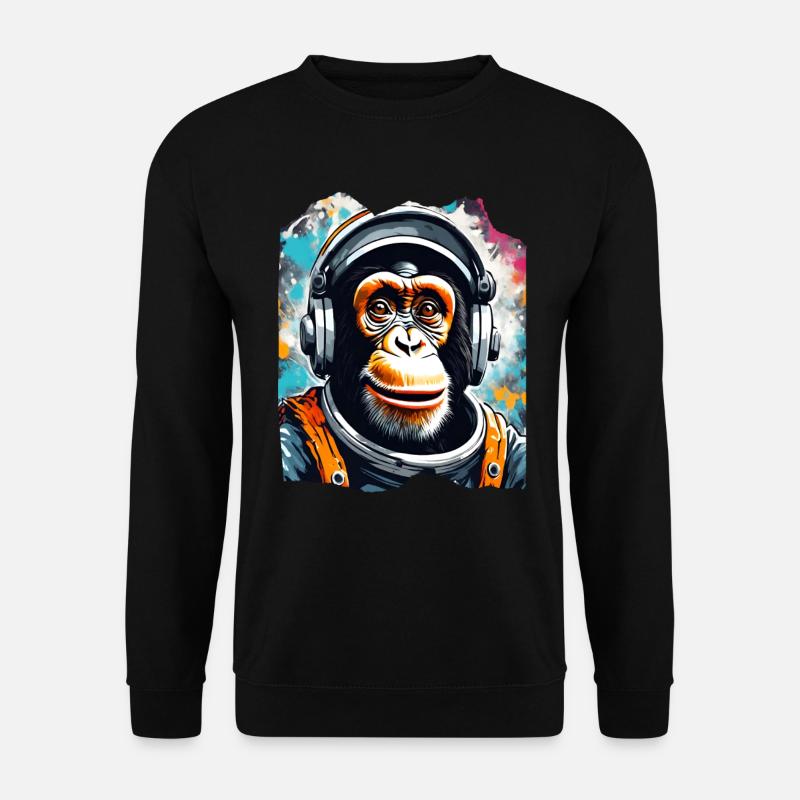 Astronauten-Schimpanse mit Kopfhörern - Unisex Pullover - Schwarz