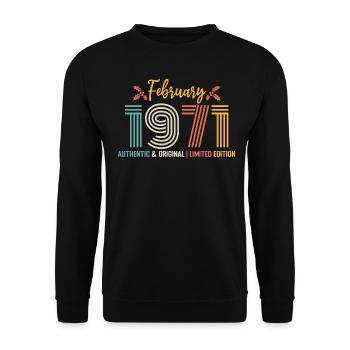 February 1971 Birthday February 1971 Retro - Unisex Sweatshirt - black - Front - Alina (178cm) & Michal (187cm)