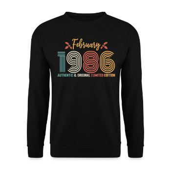 Février 1986 anniversaire Février 1986 rétro - Sweat-shirt Unisexe - noir - Devant - Alina (178cm) & Michal (187cm)