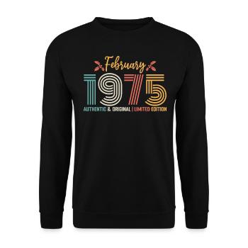 February 1975 Anniversary February 1975 Retro - Unisex Sweatshirt - black - Front - Alina (178cm) & Michal (187cm)