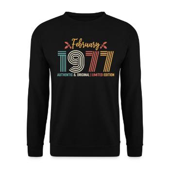 Février 1977 anniversaire Février 1977 rétro - Sweat-shirt Unisexe - noir - Devant - Alina (178cm) & Michal (187cm)