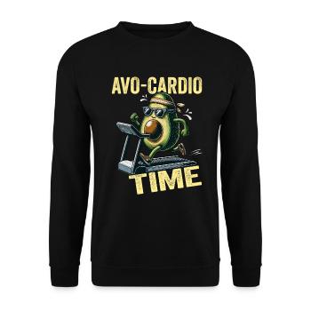 Avo-Cardio Time Fitness Vegan Avocardio Avocado - Unisex Sweatshirt - black - Front - Alina (178cm) & Michal (187cm)