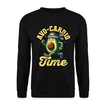 Avo-Cardio Time Fitness Vegan Avocardio Avocado - Unisex Sweatshirt - black - Front - Alina (178cm) & Michal (187cm)