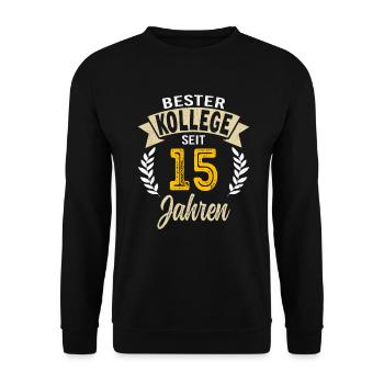 15 Years of Service Company Anniversary Gift - Unisex Sweatshirt - black - Front - Alina (178cm) & Michal (187cm)