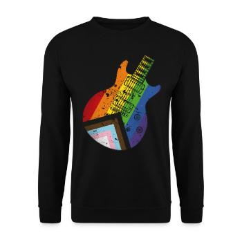 Pride Progress Flag Guitar - Unisex Sweatshirt - black - Front - Alina (178cm) & Michal (187cm)