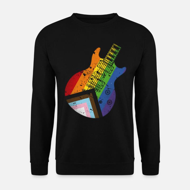 Pride Progress Flag Guitar - Unisex Sweatshirt - black