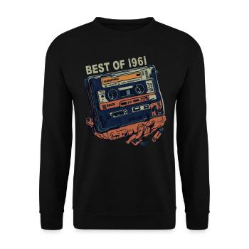 Cassette 1961 vintage 1961 - Millésime depuis 1961 - Sweat-shirt Unisexe - noir - Devant - Alina (178cm) & Michal (187cm)