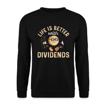 Life is better with Dividends Dividenden Investor - Unisex Pullover - Schwarz - Vorne - Alina (178cm) & Michal (187cm)