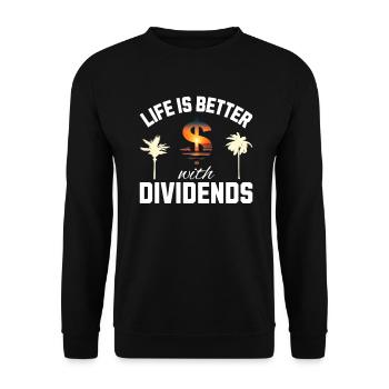 Life is better with Dividends Dividenden Investor - Unisex Pullover - Schwarz - Vorne - Alina (178cm) & Michal (187cm)