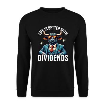 Life is better with Dividends Dividenden Investor - Unisex Pullover - Schwarz - Vorne - Alina (178cm) & Michal (187cm)