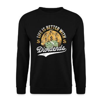 Life is better with Dividends Dividenden Investor - Unisex Pullover - Schwarz - Vorne - Alina (178cm) & Michal (187cm)