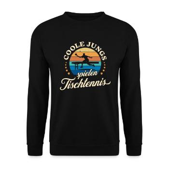 Coole Jungs spielen Tischtennis Retro Ping Pong - Unisex Pullover - Schwarz - Vorne - Alina (178cm) & Michal (187cm)