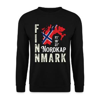 Norway Norway Norge Coordinates Finnmark North Cape - Unisex Sweatshirt - black - Front - Alina (178cm) & Michal (187cm)
