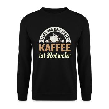 Everything before the first coffee is self-defense coffee - Unisex Sweatshirt - black - Front - Alina (178cm) & Michal (187cm)