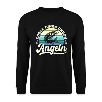 Cool Guys Go Fishing Sport Pêcheur Motif - Sweat-shirt Unisexe - noir - Devant - Alina (178cm) & Michal (187cm)