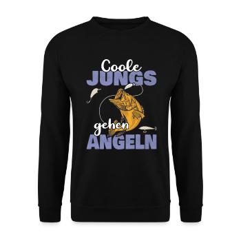 Cool Guys Go Fishing Sport Pêcheur Motif - Sweat-shirt Unisexe - noir - Devant - Alina (178cm) & Michal (187cm)