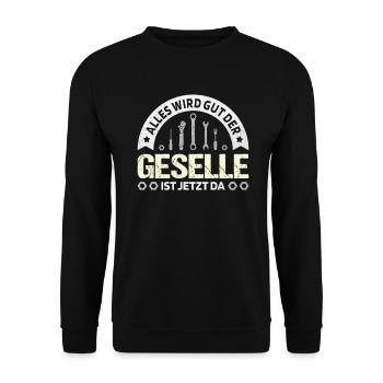 Tout va bien se passer, le compagnon est là ! Mécanicien automobile - Sweat-shirt Unisexe - noir - Devant - Alina (178cm) & Michal (187cm)