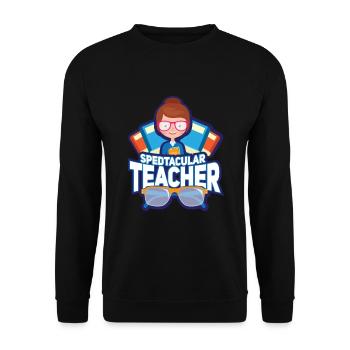 Spedtacular Teacher - Spektakulärer Lehrer - Unisex Pullover - Schwarz - Vorne - Alina (178cm) & Michal (187cm)