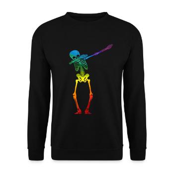 Dabbing Skeleton Gay Pride - Unisex Sweatshirt - black - Front - Alina (178cm) & Michal (187cm)
