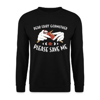 Chère fée marraine s’il te plaît sauve-moi tricot - Sweat-shirt Unisexe - noir - Devant - Alina (178cm) & Michal (187cm)