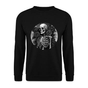 Schwarzes und weißes Gothic Skelett - Unisex Pullover - Schwarz - Vorne - Alina (178cm) & Michal (187cm)