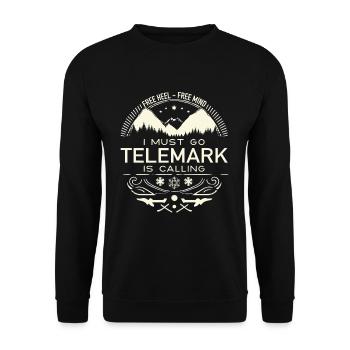 Telemark Ski Touring Skis Heel Free Freeheel Vintage - Unisex Sweatshirt - black - Front - Alina (178cm) & Michal (187cm)