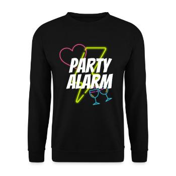 Party Alarm | Partyshirt | Shirt für Parties - Unisex Pullover - Schwarz - Vorne - Alina (178cm) & Michal (187cm)