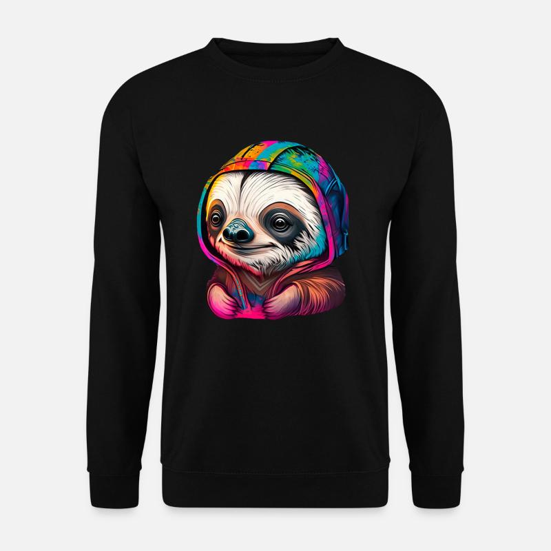 Baby Sloth Face Graffiti - Sweat-shirt Unisexe - noir