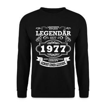Geburtstag | Jahrgang 1977 | Legende - Unisex Pullover - Schwarz - Vorne - Alina (178cm) & Michal (187cm)